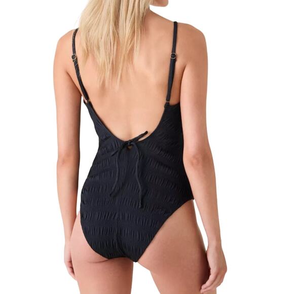 Andie The Liku Smocked scoop back one piece swimsuit black size Medium M - Picture 8 of 8